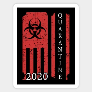 Quarantine 2020 American Flag Bio-hazard Community Awareness Sticker